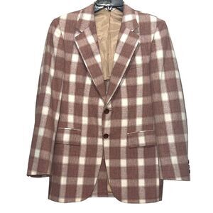 VTG 70’s Anderson-Little Disco 2-Button Sports Coat Blazer Mauve/Cream Plaid 42R